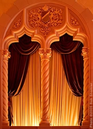 organ shutters covered by curtains