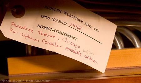 Original Organ Console tag